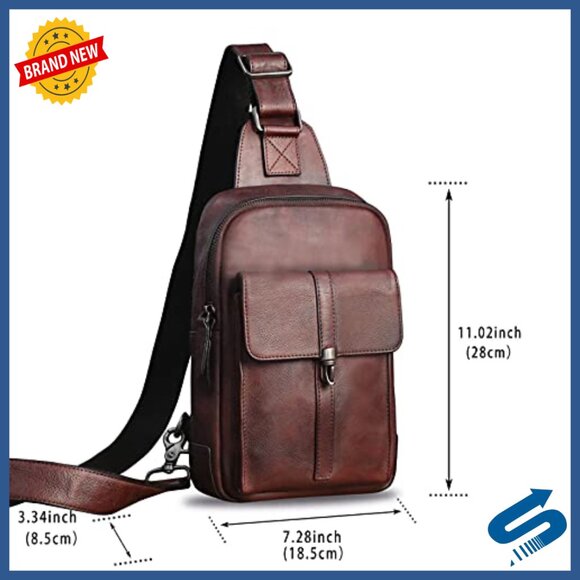 Genuine Leather Crossbody Backpack Daypack Vintage Retro Casual Hiking main image 7